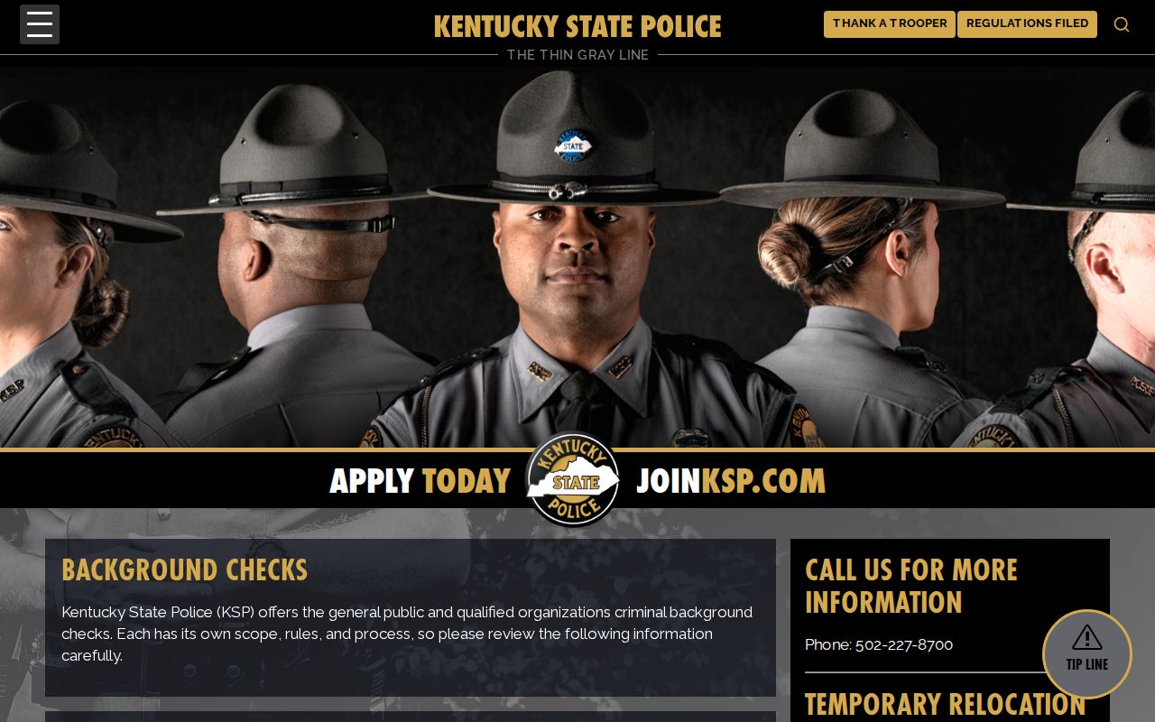Woodford County criminal history options from Kentucky State Police