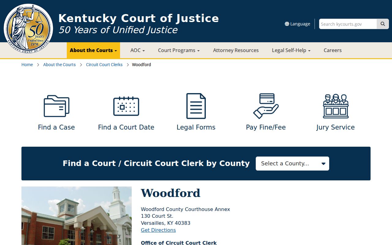 Woodford County criminal record access through the Court of Justice